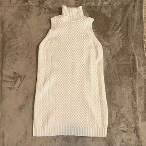 Zara Cream Cable Knit Turtleneck Sweater Dress